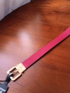 NWT Ralph Lauren Red Gold Buckle Leather Belt  (Reversible to Black)  Size Small